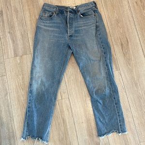 Agolde Riley High Rise Crop jeans. Size: 29 color: zephyr wash